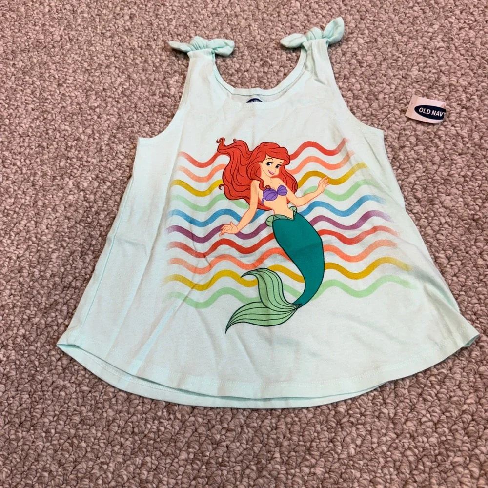 Old Navy Disney Ariel The Little‎ Mermaid Tie Shoulder Tank Top Mint Size 5T NWT
